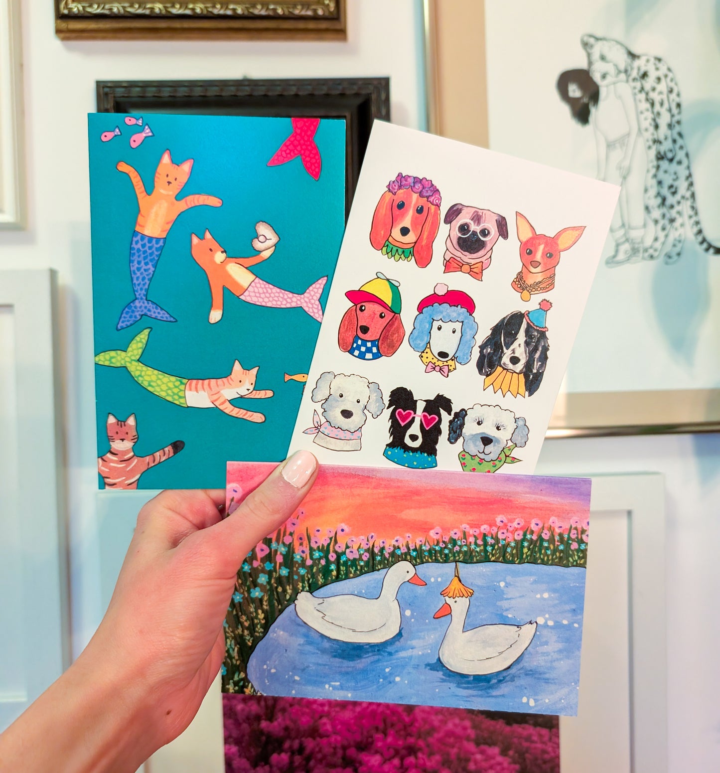 Kitty Mermaids Greeting Card