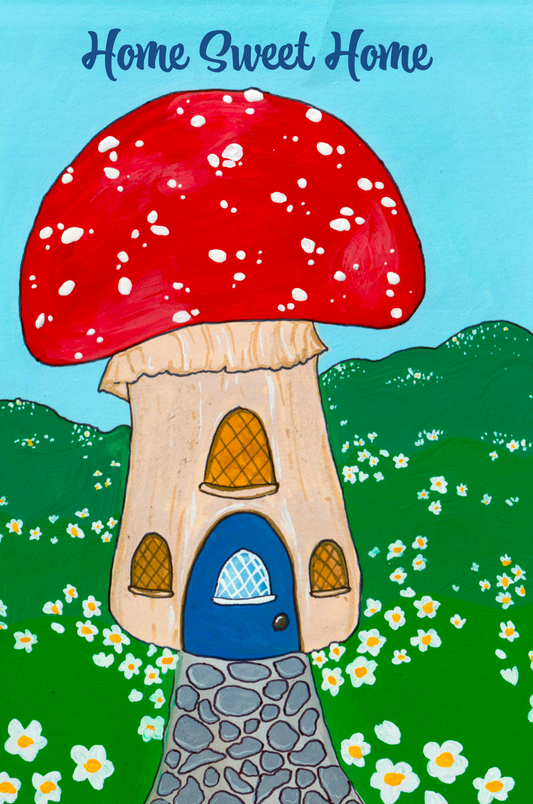 "Home Sweet Home" Mushroom House Greeting Card