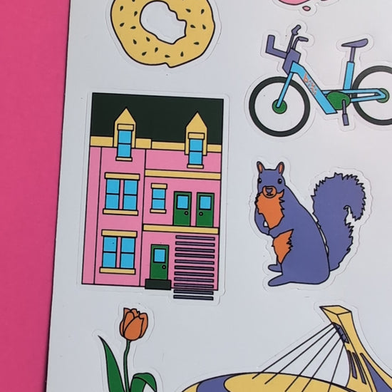 Montreal Stickers bagel mtl squirrel fleur de lis bixi