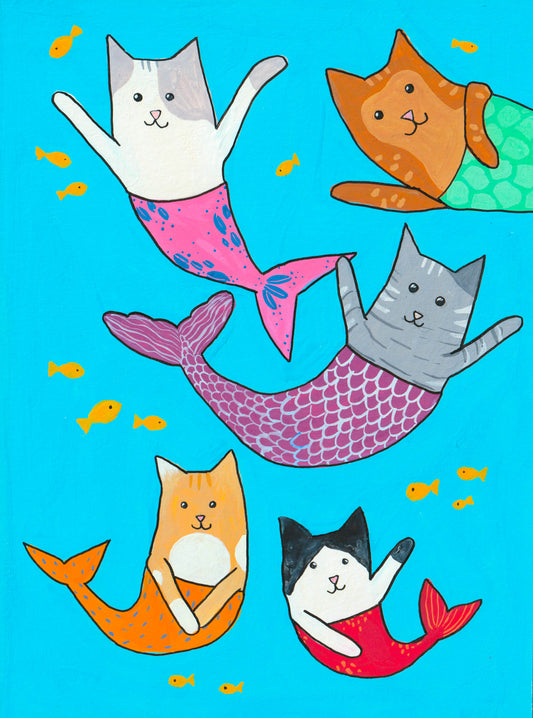 Kitty Mermaids Greeting Card