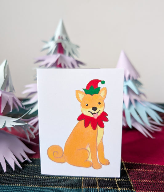Elf Shiba Inu Miniature Greeting Card