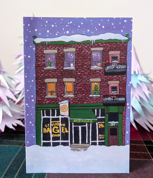 Winter Bagel Shop Greeting Card