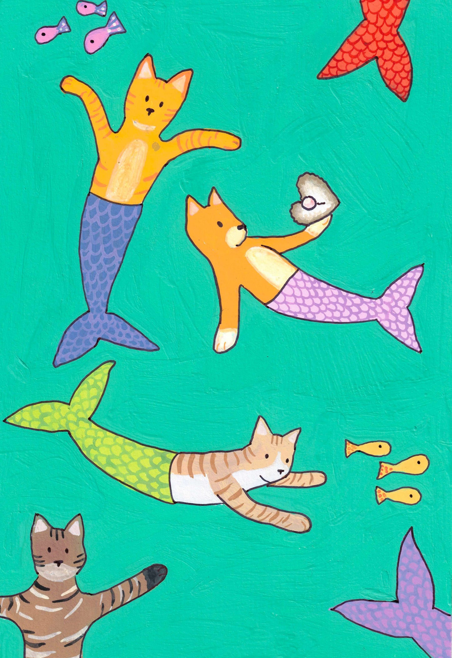 Kitty Mermaids Greeting Card